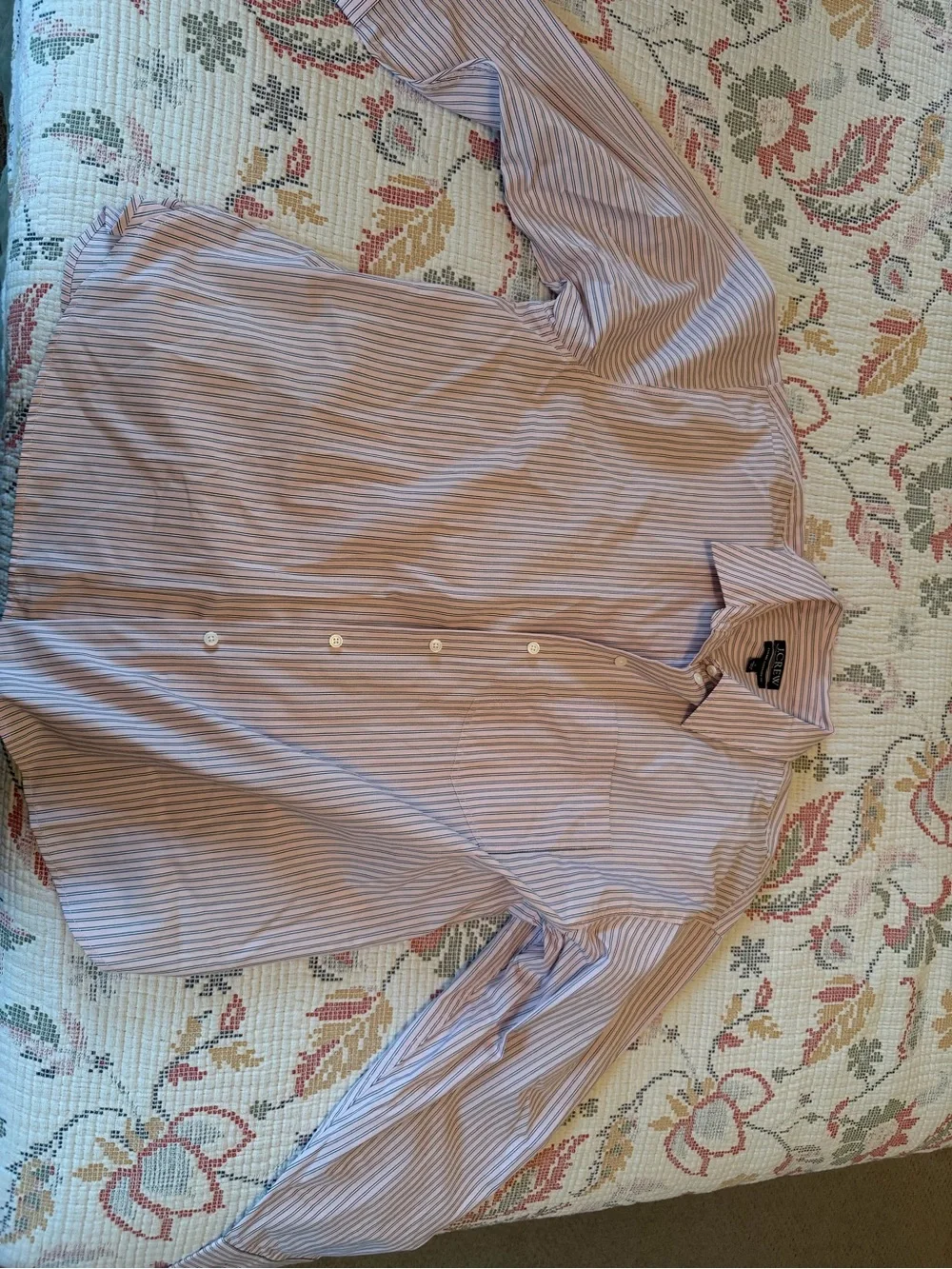 J.Crew Étienne oversized shirt in striped cotton poplin - Pink Spoonbill